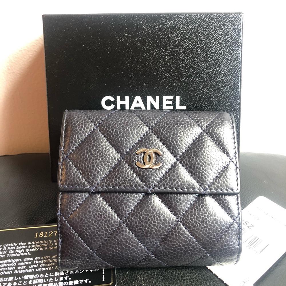 ❌SOLD❌ Chanel Caviar Quilted Blue Small Wallet